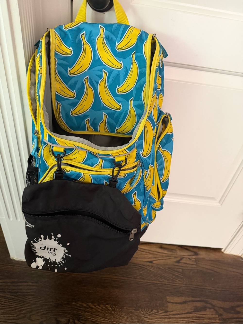 Speedo Blue and Yellow Banana Print Kids swim Backpack